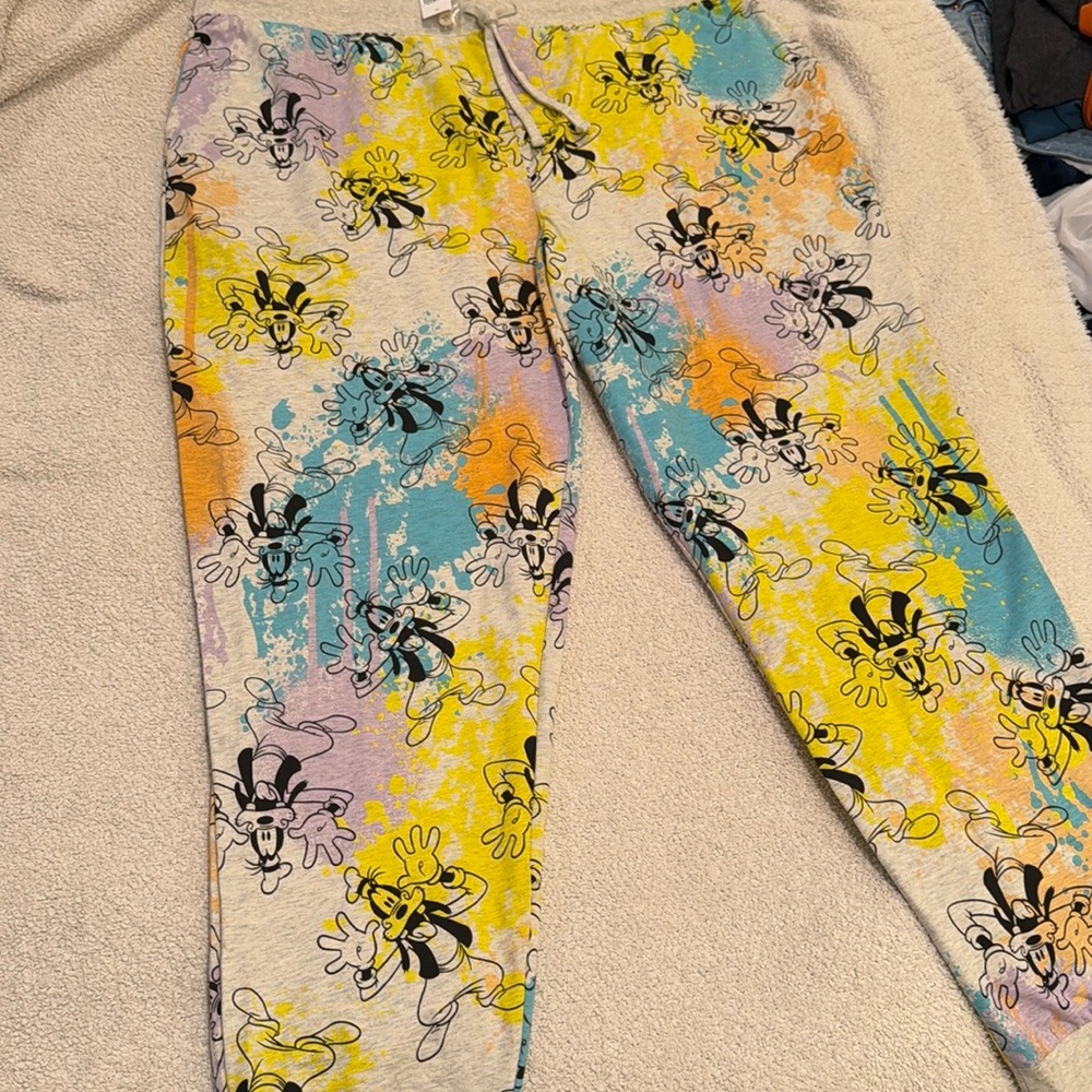 Disney Yellow Cartoon Print Joggers